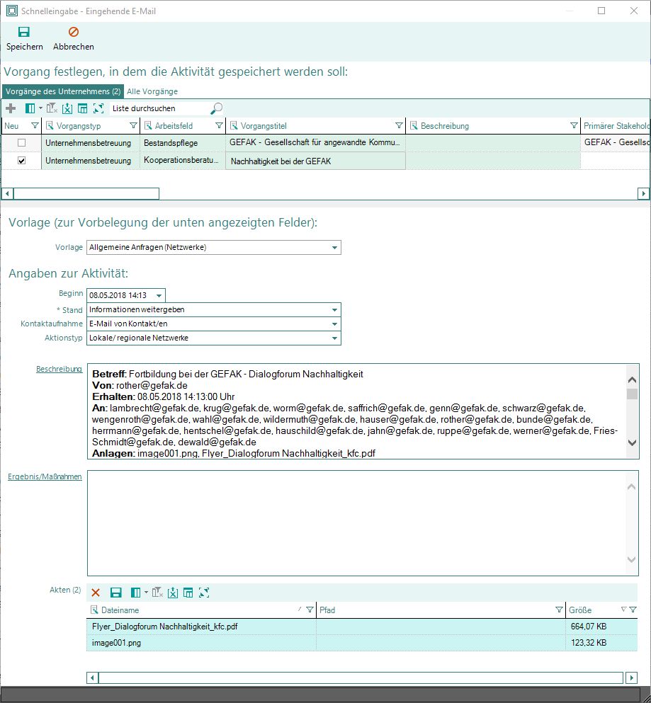 Schnelleingabe E-Mail